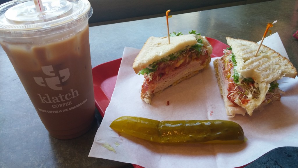 Catalina sandwich and Bee's Knees Latte